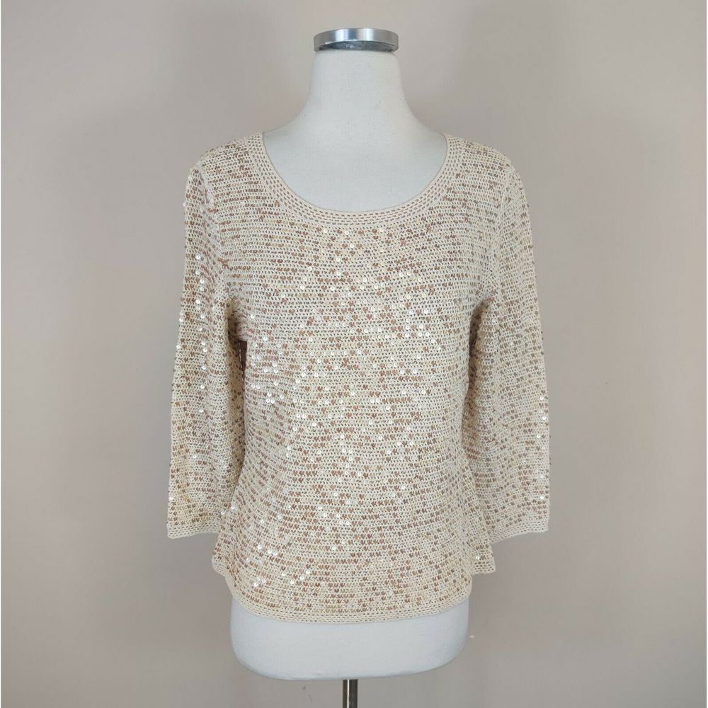ESCADA Sequin Scoop Neck Sweater